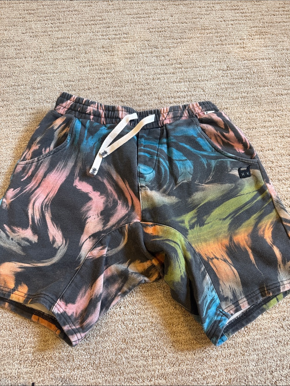 Munster Multicolor Tie-Dye Swim/Athletic Shorts with White Drawstring